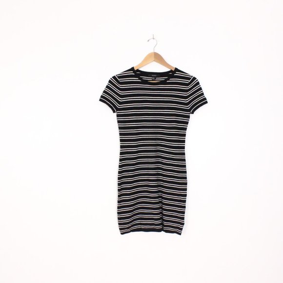 *FOREVER 21 Women Black Striped Jersey Dress - Picture 4 of 6